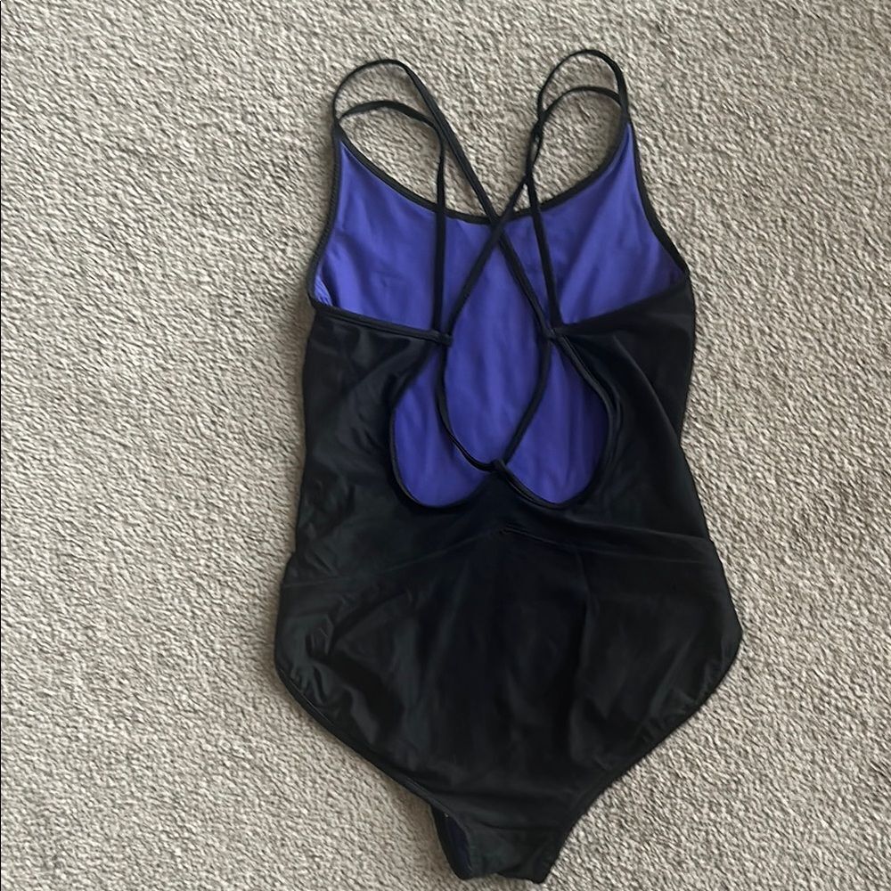 Ivivva Lilulemon On Pointe Reversible Black and Blue Strappy Swimsuit/Leotard